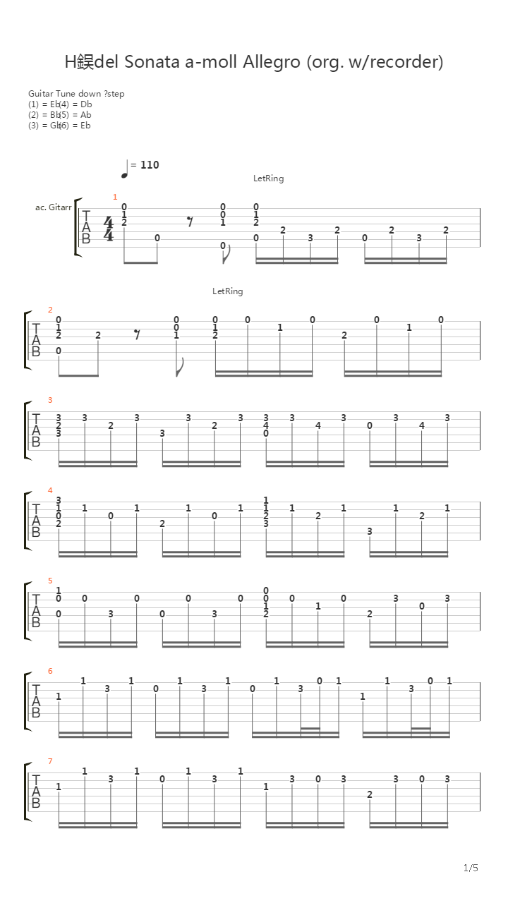 SONATA a minor op1,4-allegro吉他谱