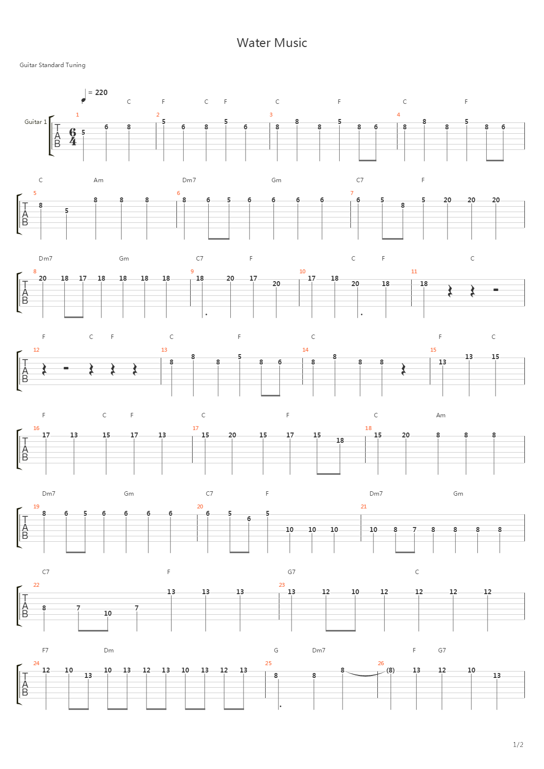 Water Music Finale吉他谱