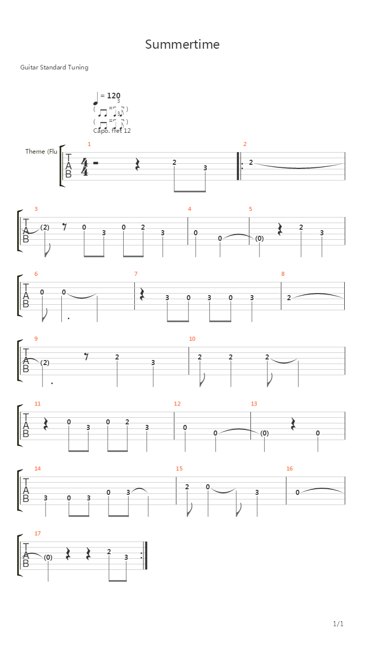 Summertime吉他谱