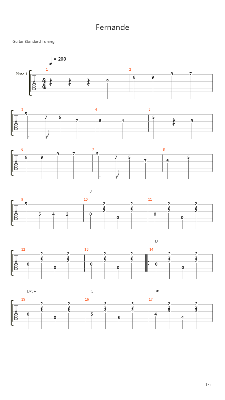 Fernande吉他谱