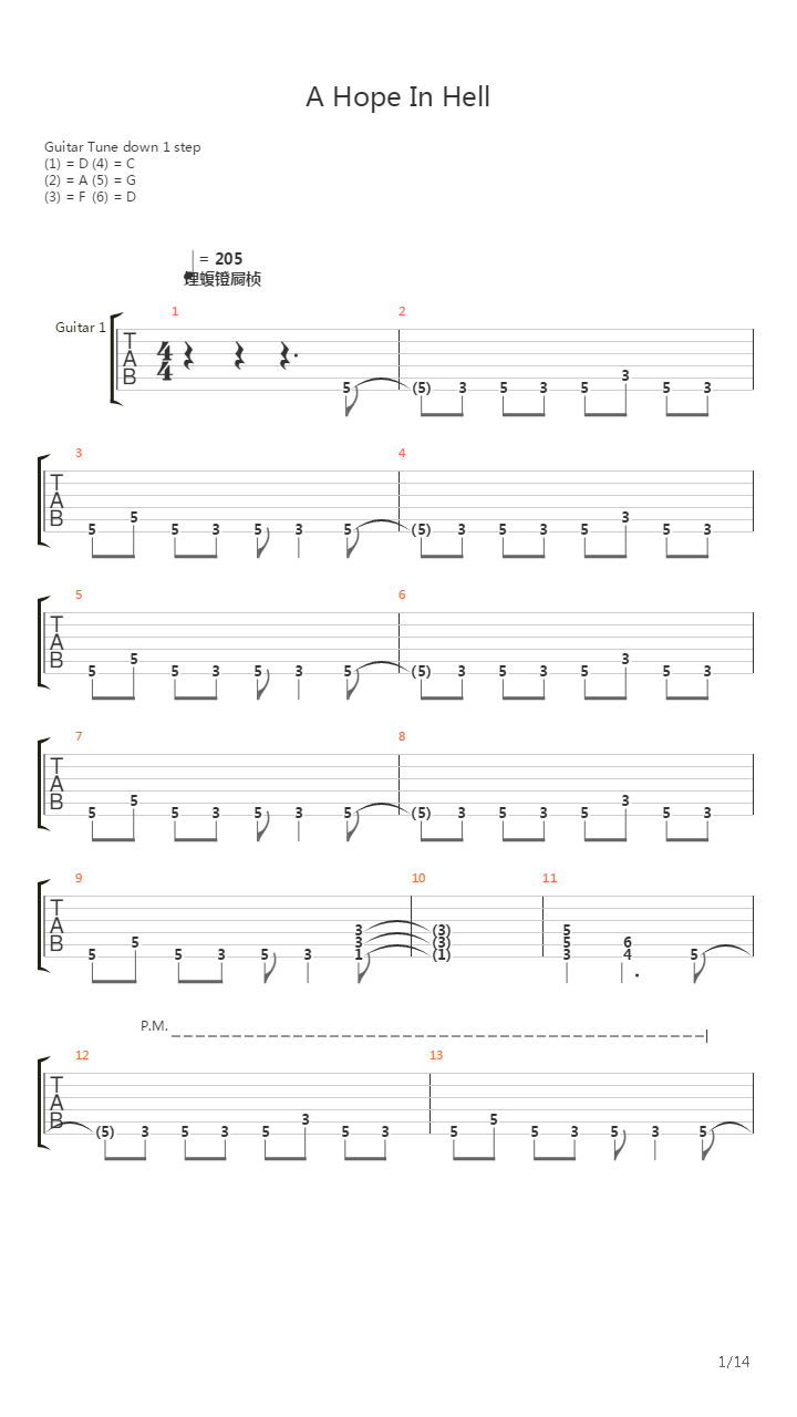 A Hope In Hell吉他谱