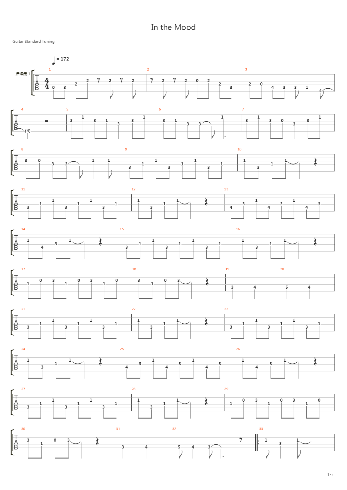 In the Mood吉他谱