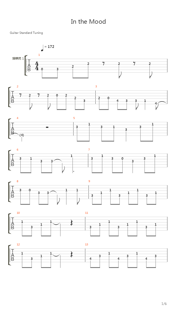 In the Mood吉他谱