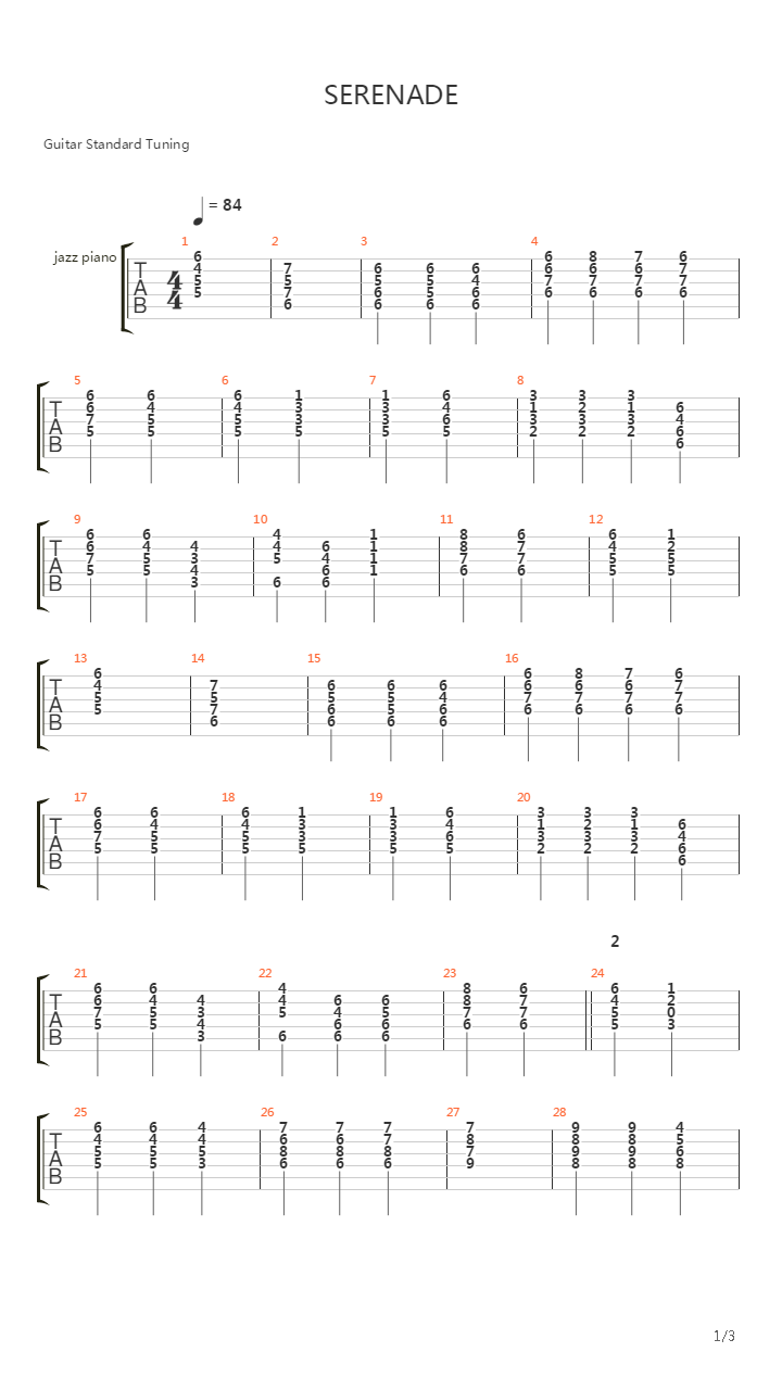 Serenade吉他谱