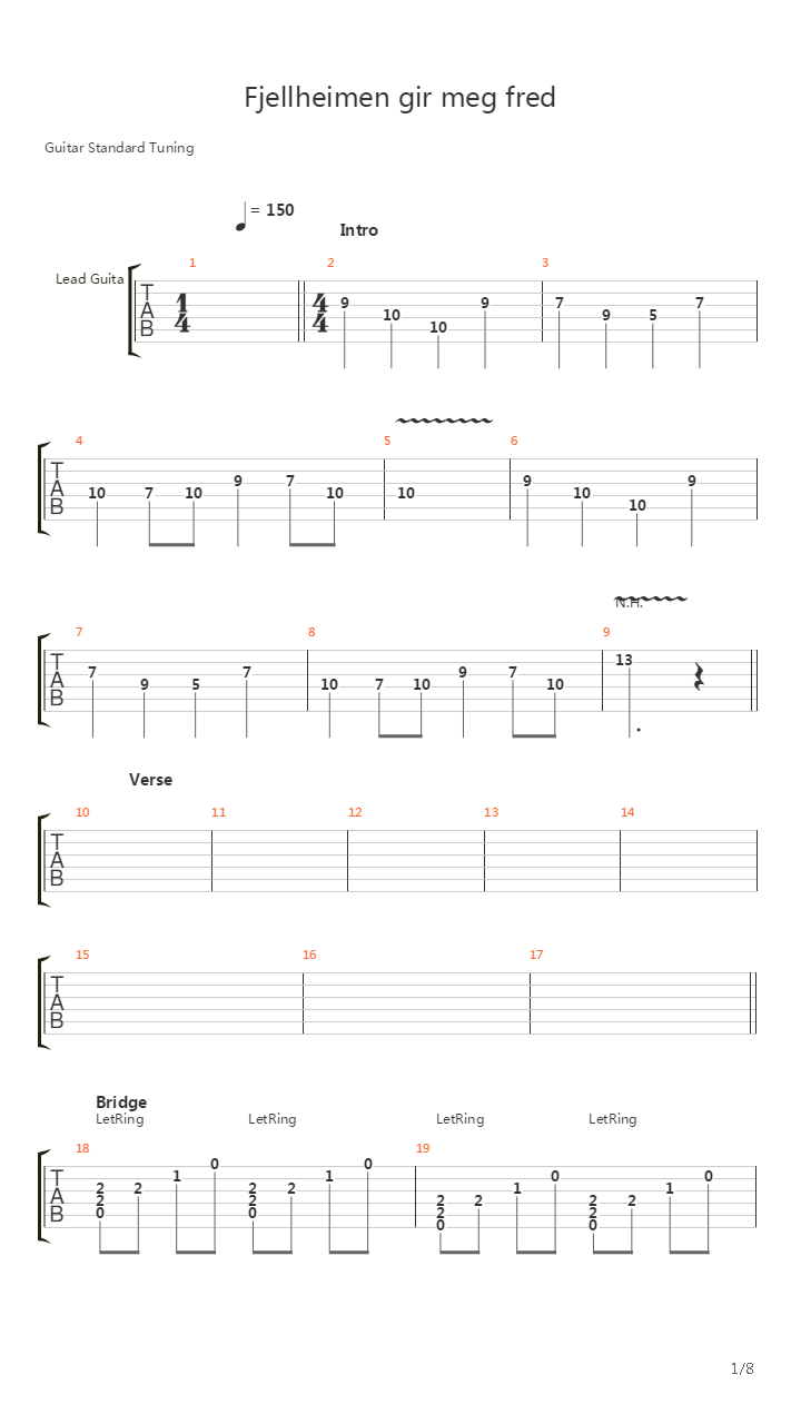 Fjellheimen Gir Meg Fred吉他谱