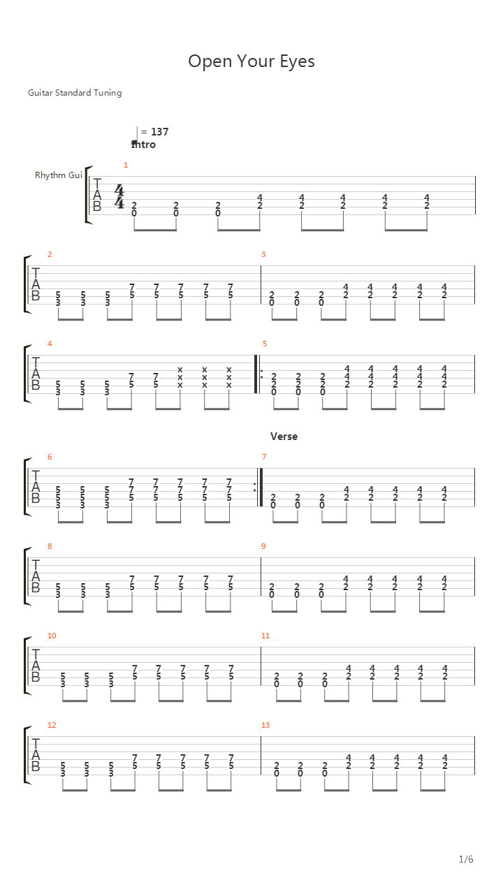 Open Your Eyes吉他谱