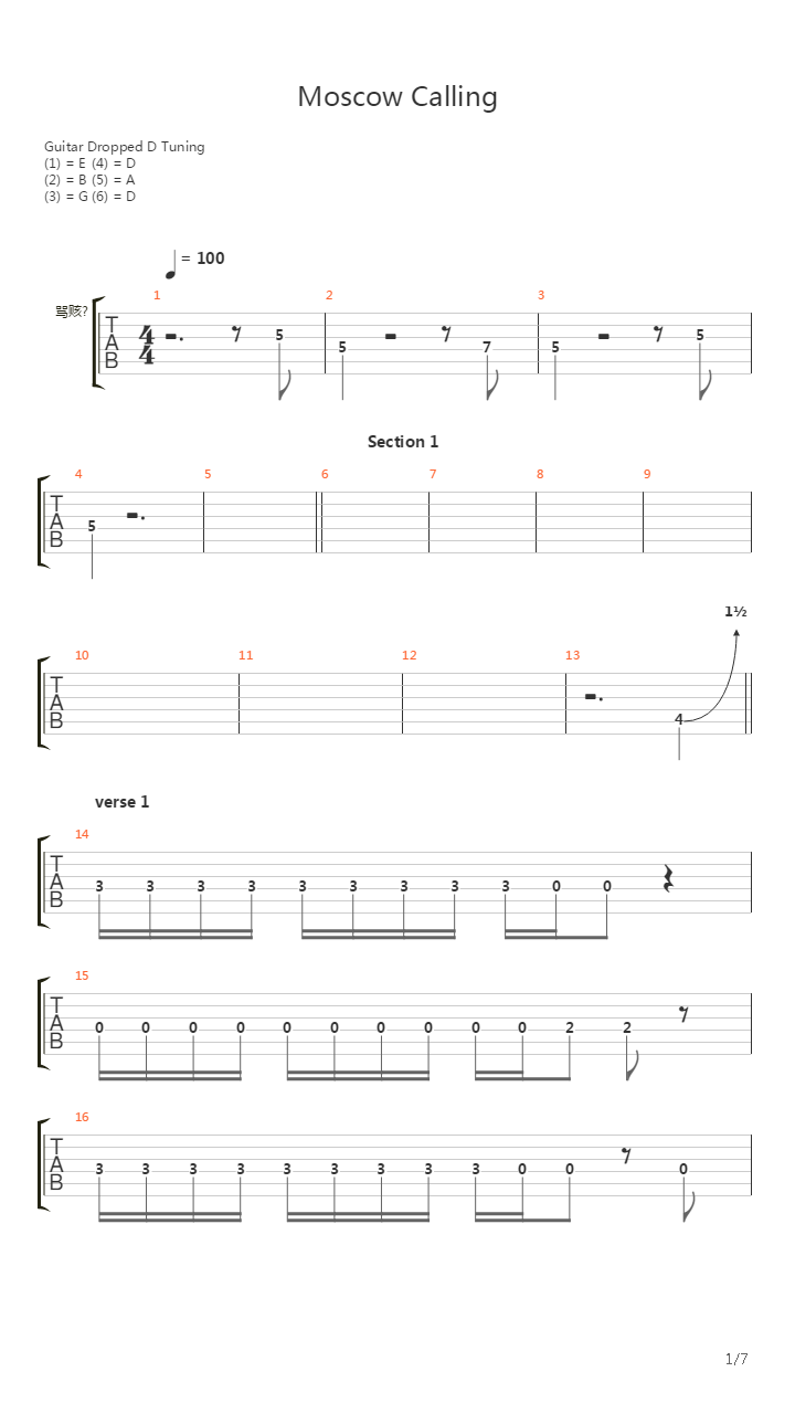 Moscow Calling吉他谱