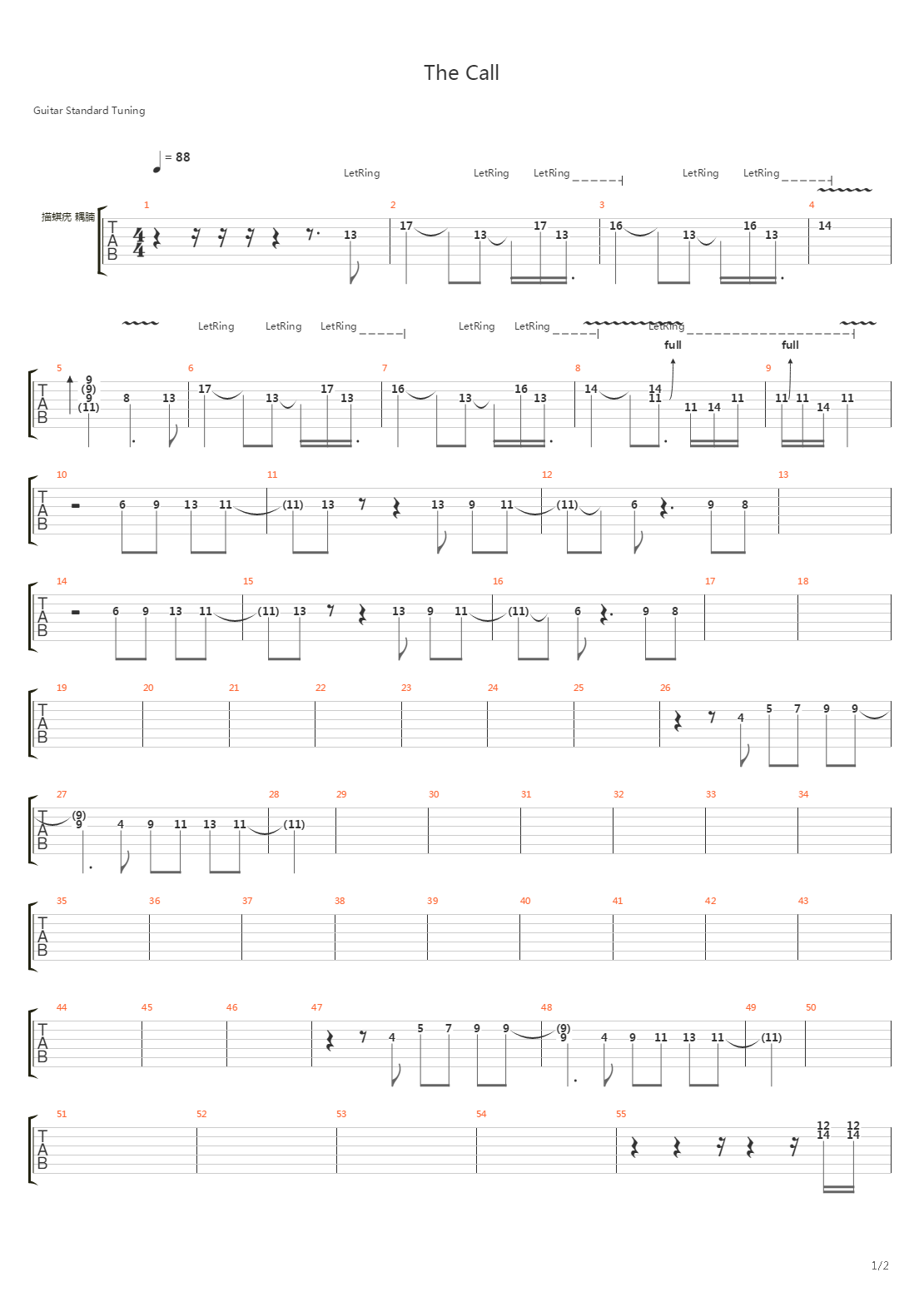The Call吉他谱