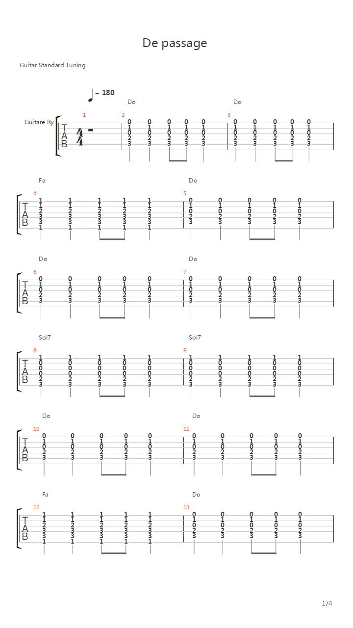 De Passage吉他谱