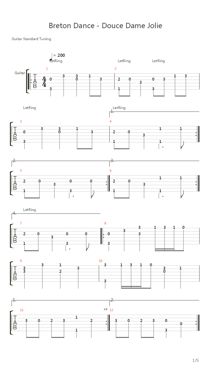Breton Dance  Douce Dame Jolie吉他谱