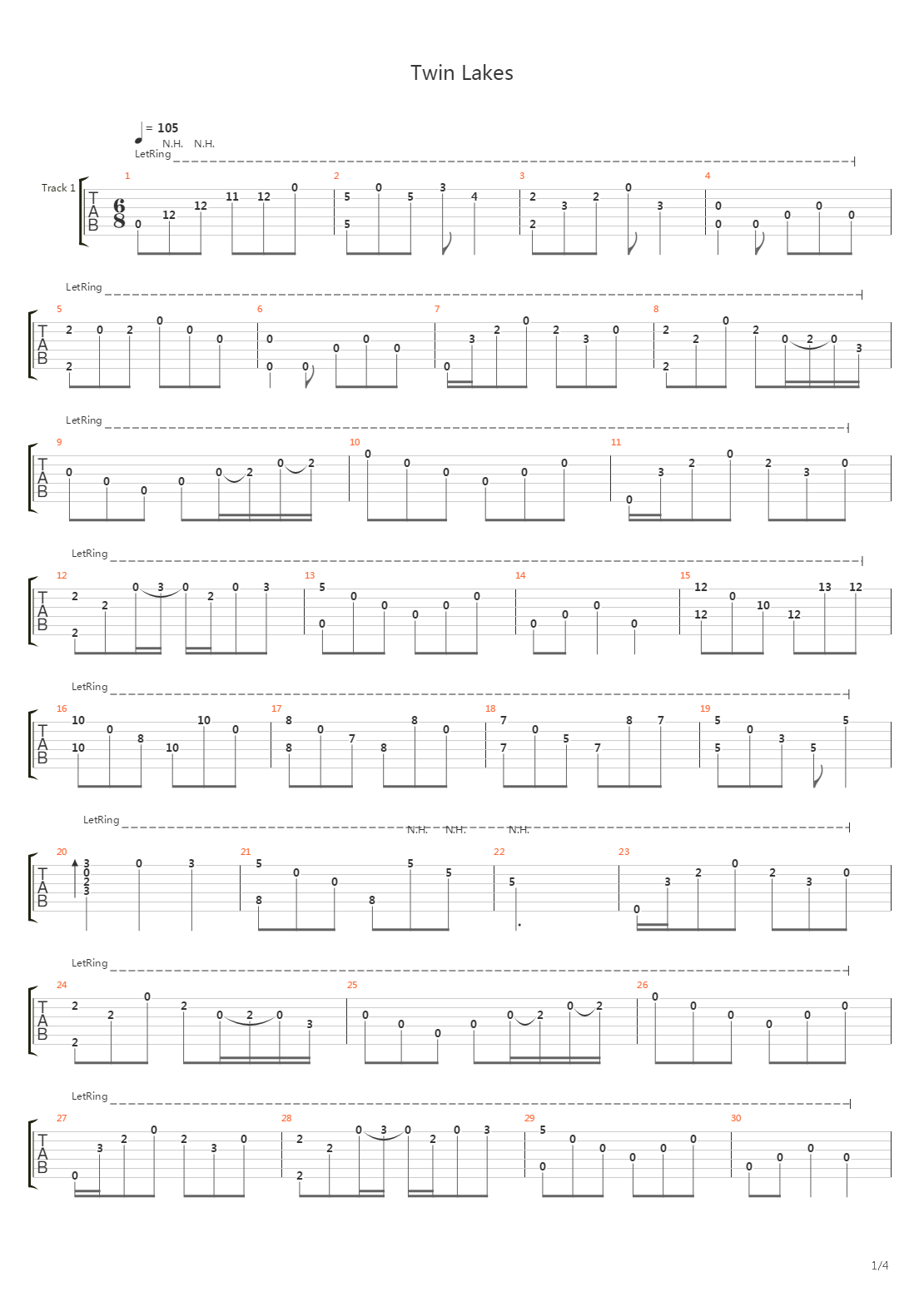 Twin Lakes吉他谱