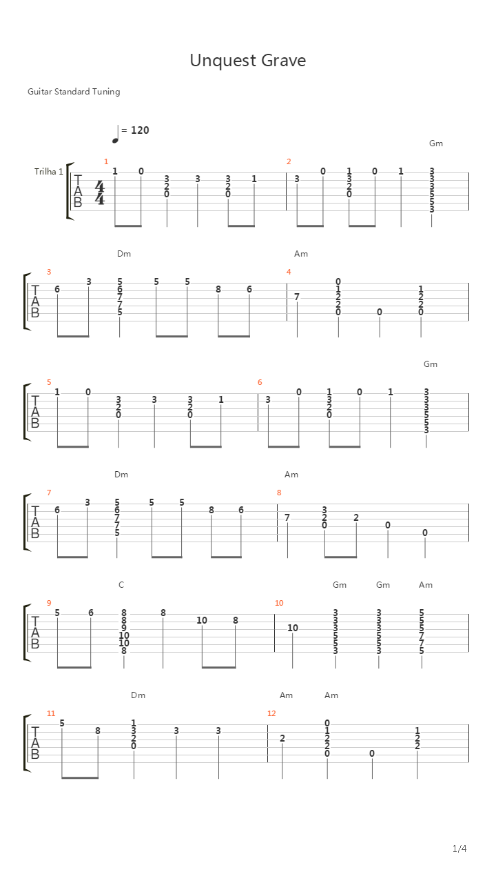 Unquest Grave吉他谱