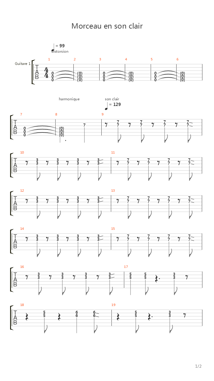 Morceau En Son Clair吉他谱