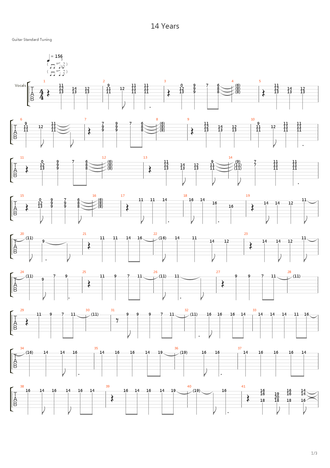 14 Years吉他谱