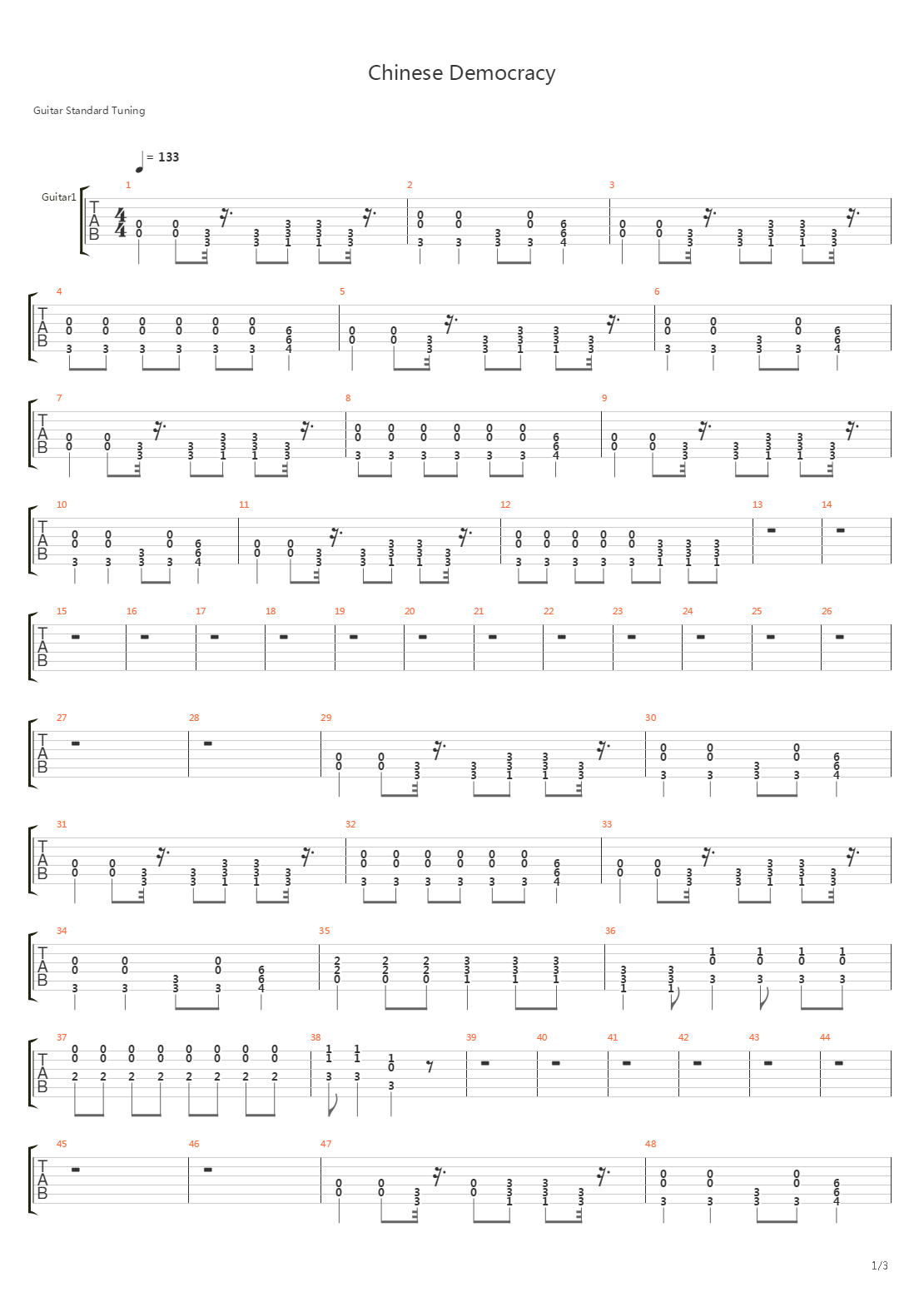 Chinsese Democracy吉他谱