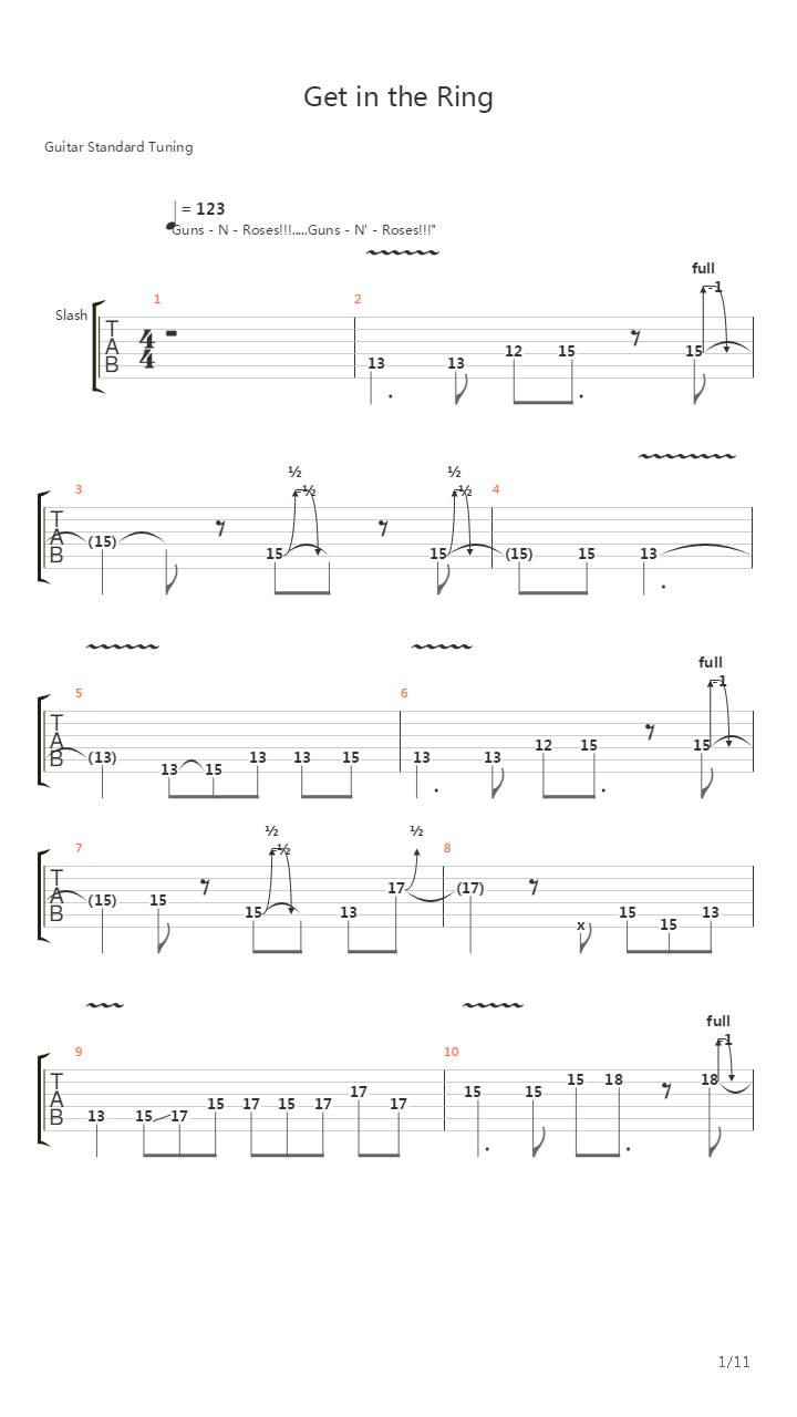 Get in the Ring吉他谱