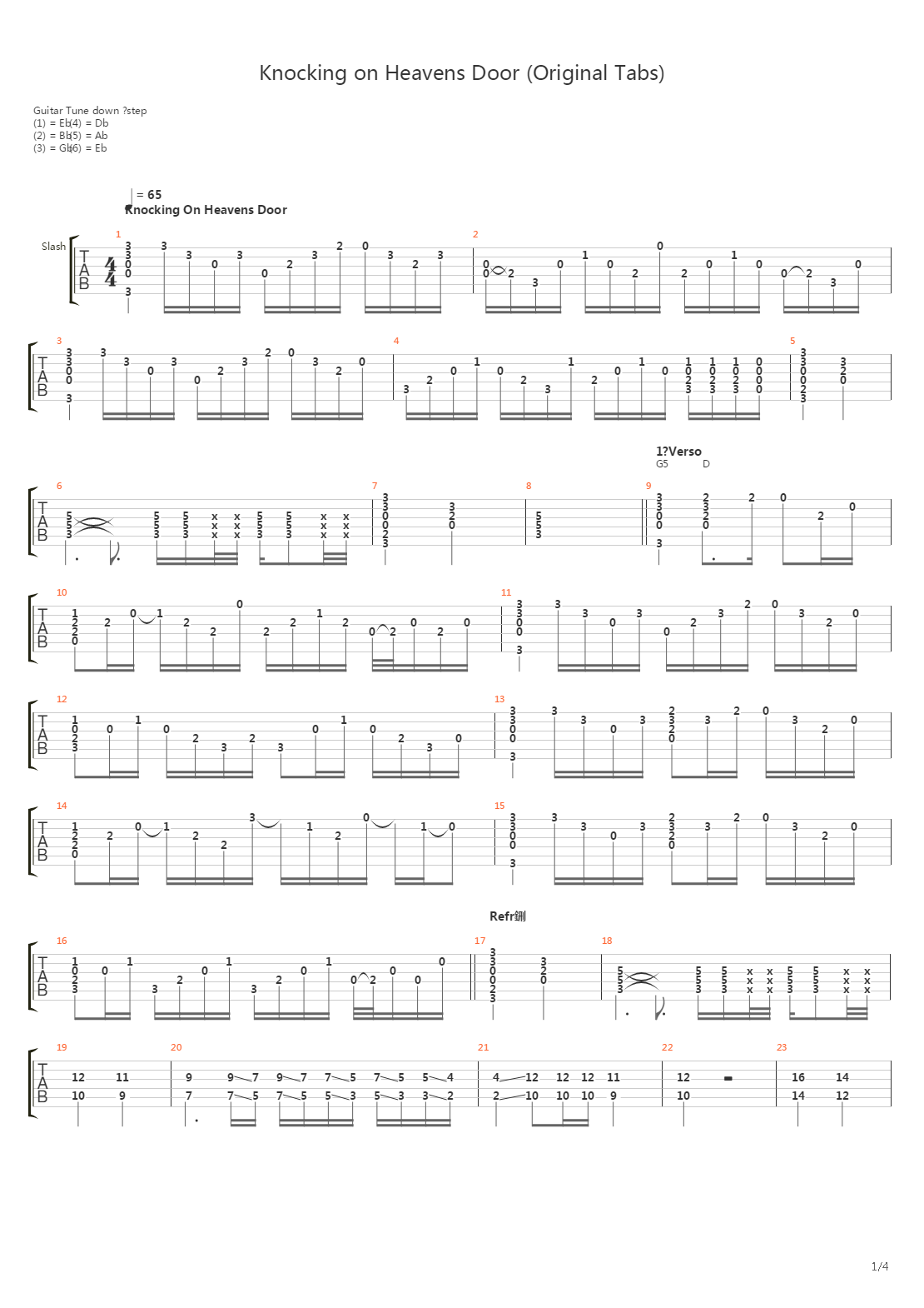 Knockin On Heaven's吉他谱