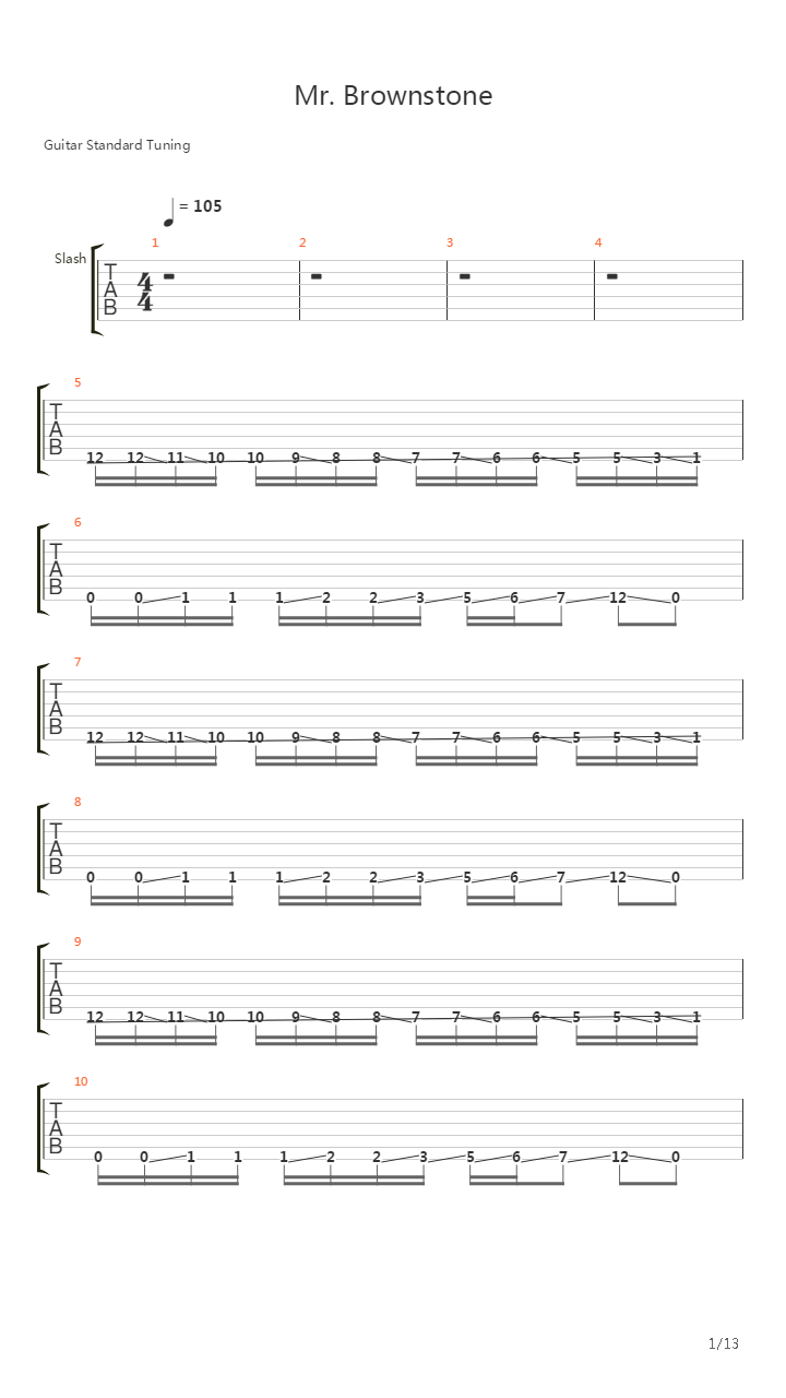 Mr. Brownstone吉他谱