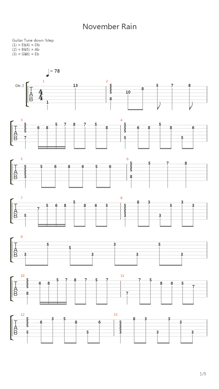 November Rain吉他谱