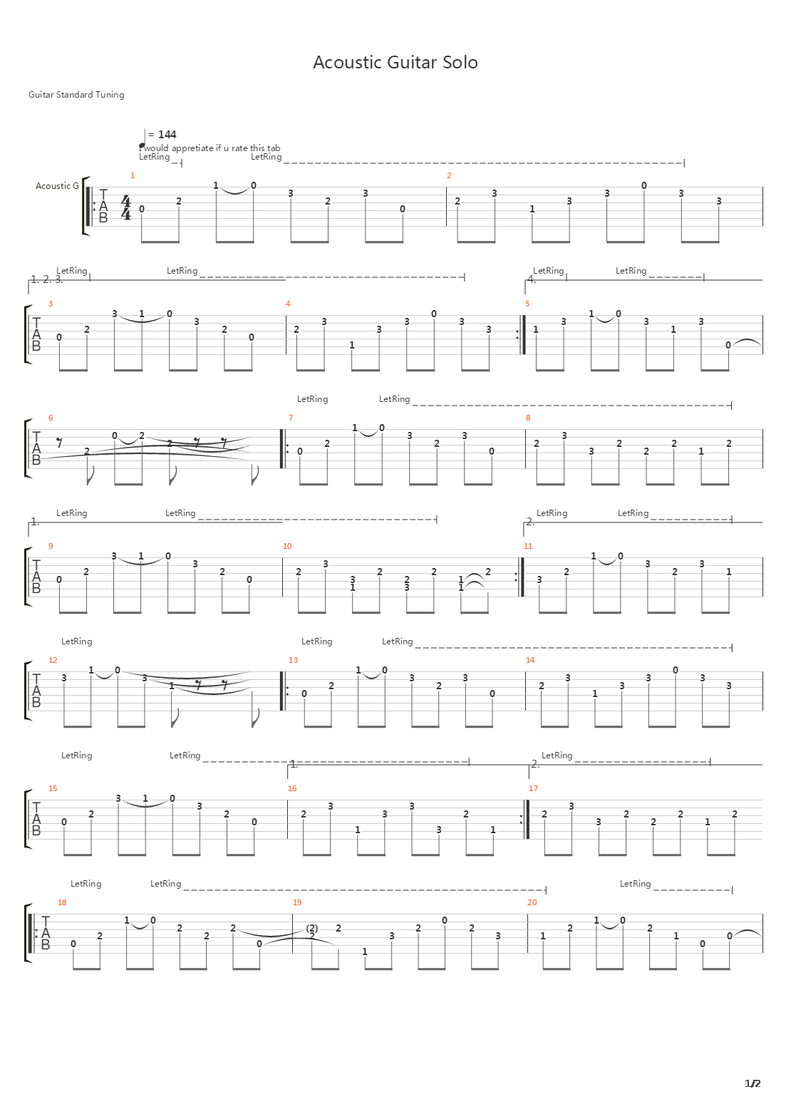 Acoustic Guitar Solo吉他谱