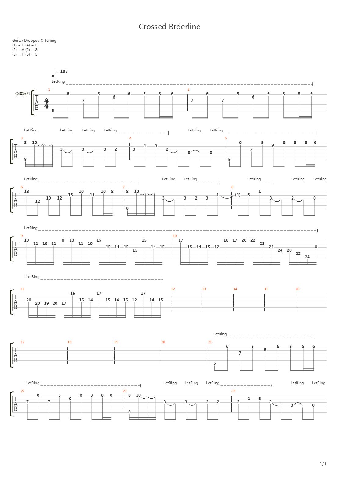 Crossed Borderline吉他谱