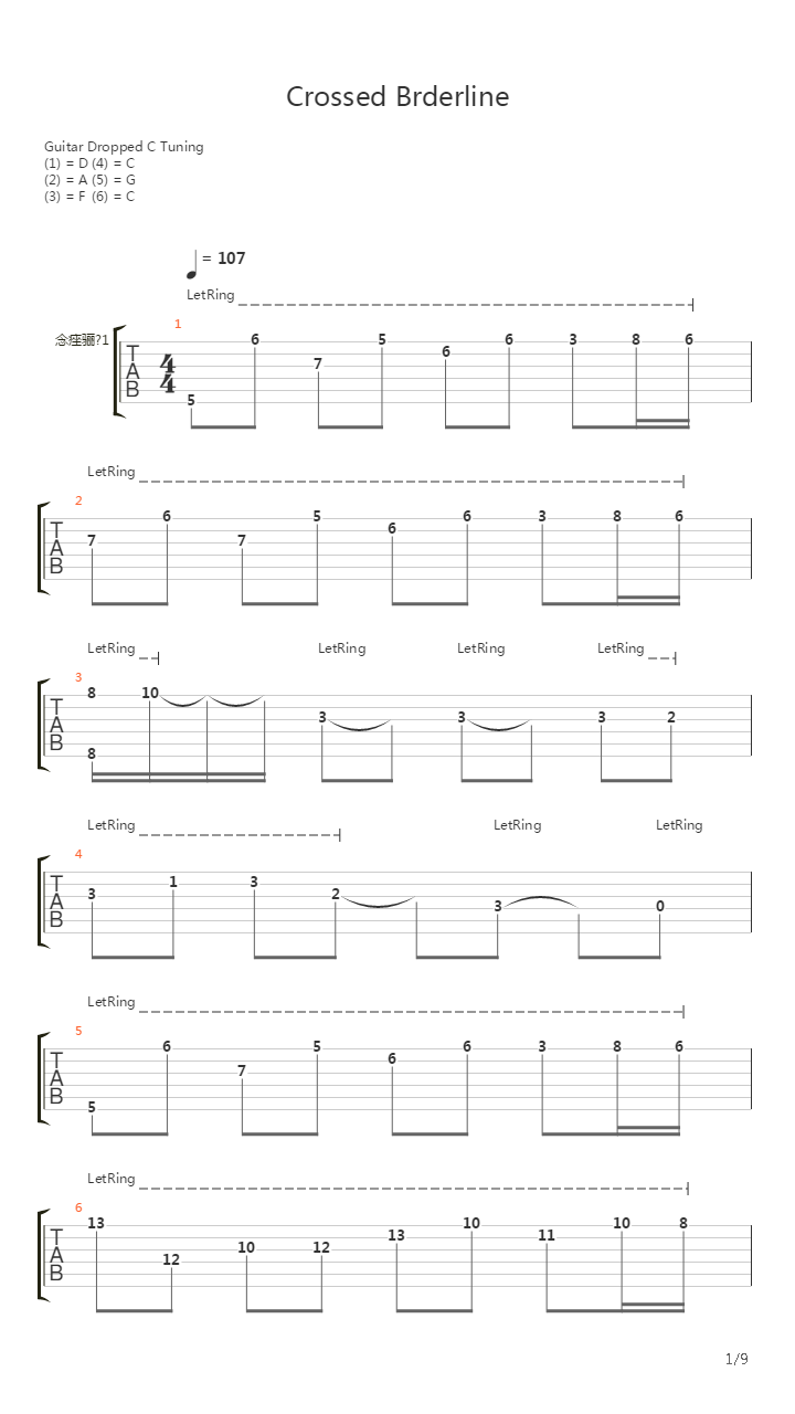 Crossed Borderline吉他谱