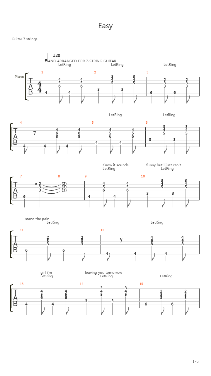 Easy吉他谱
