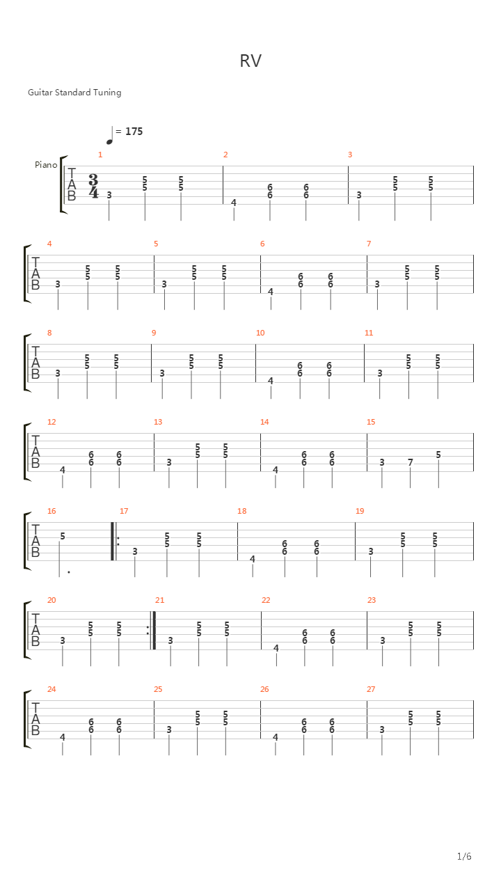 RV吉他谱