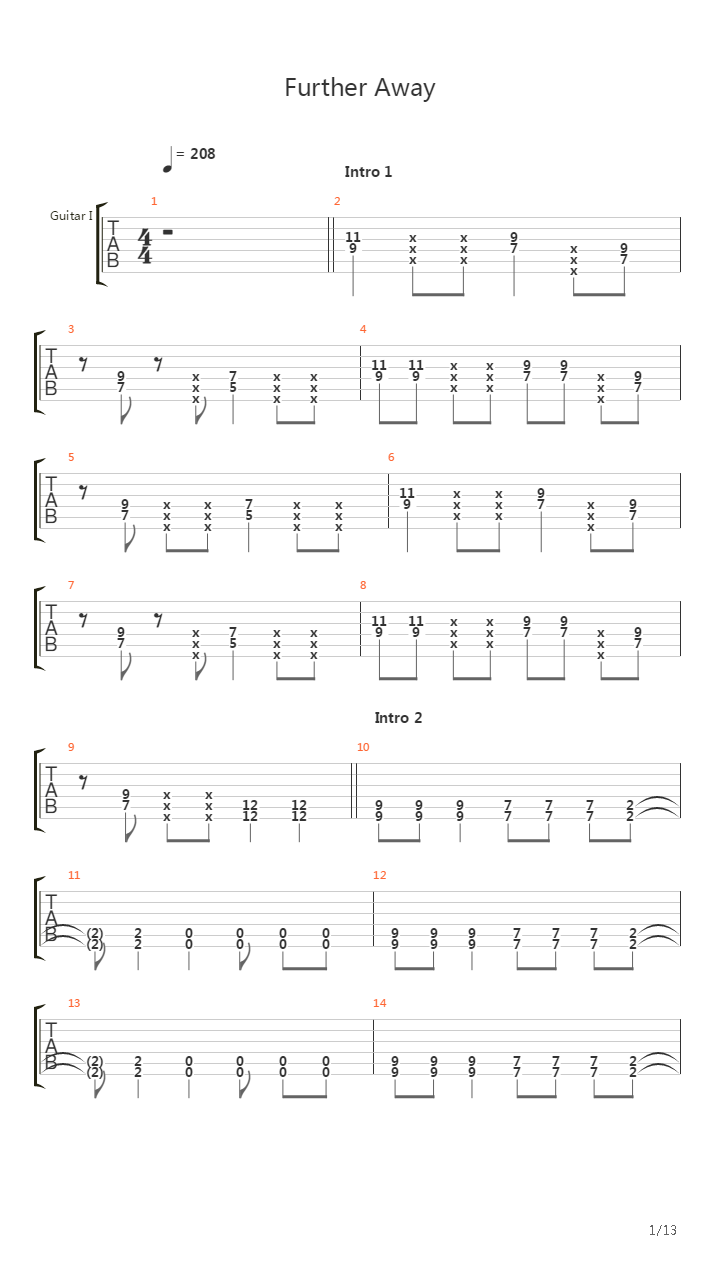 Further Away吉他谱