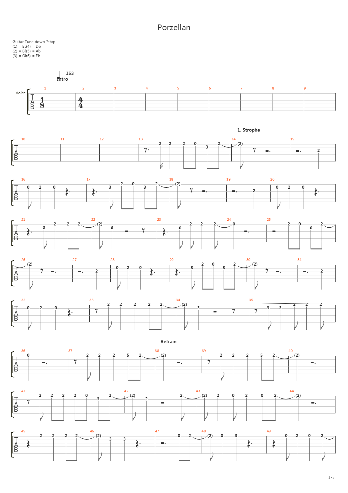 Porzellan吉他谱