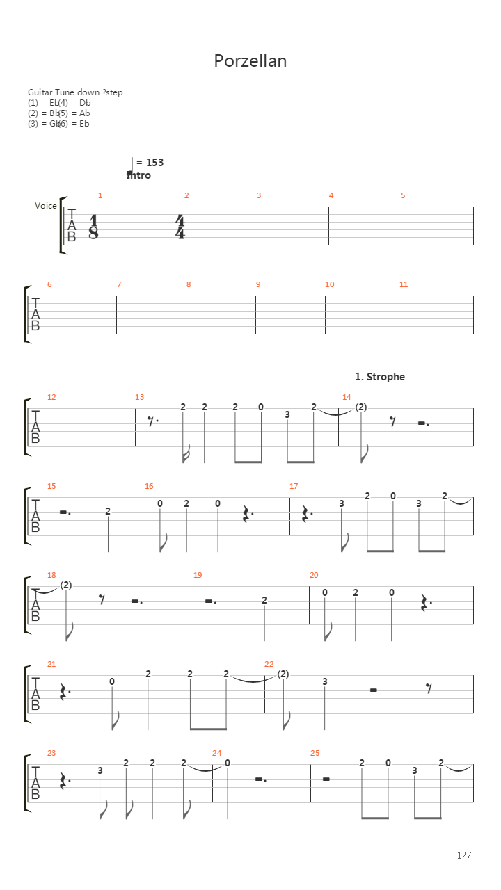 Porzellan吉他谱
