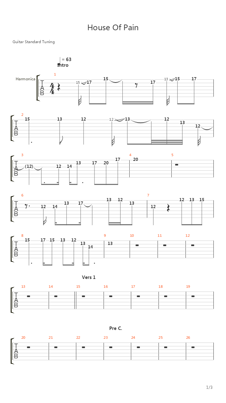 House Of Pain吉他谱