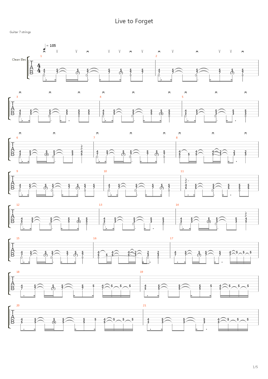 Live to Forget吉他谱