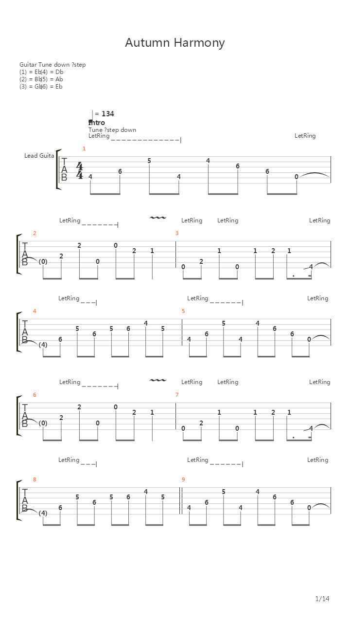 Autumn Harmony吉他谱