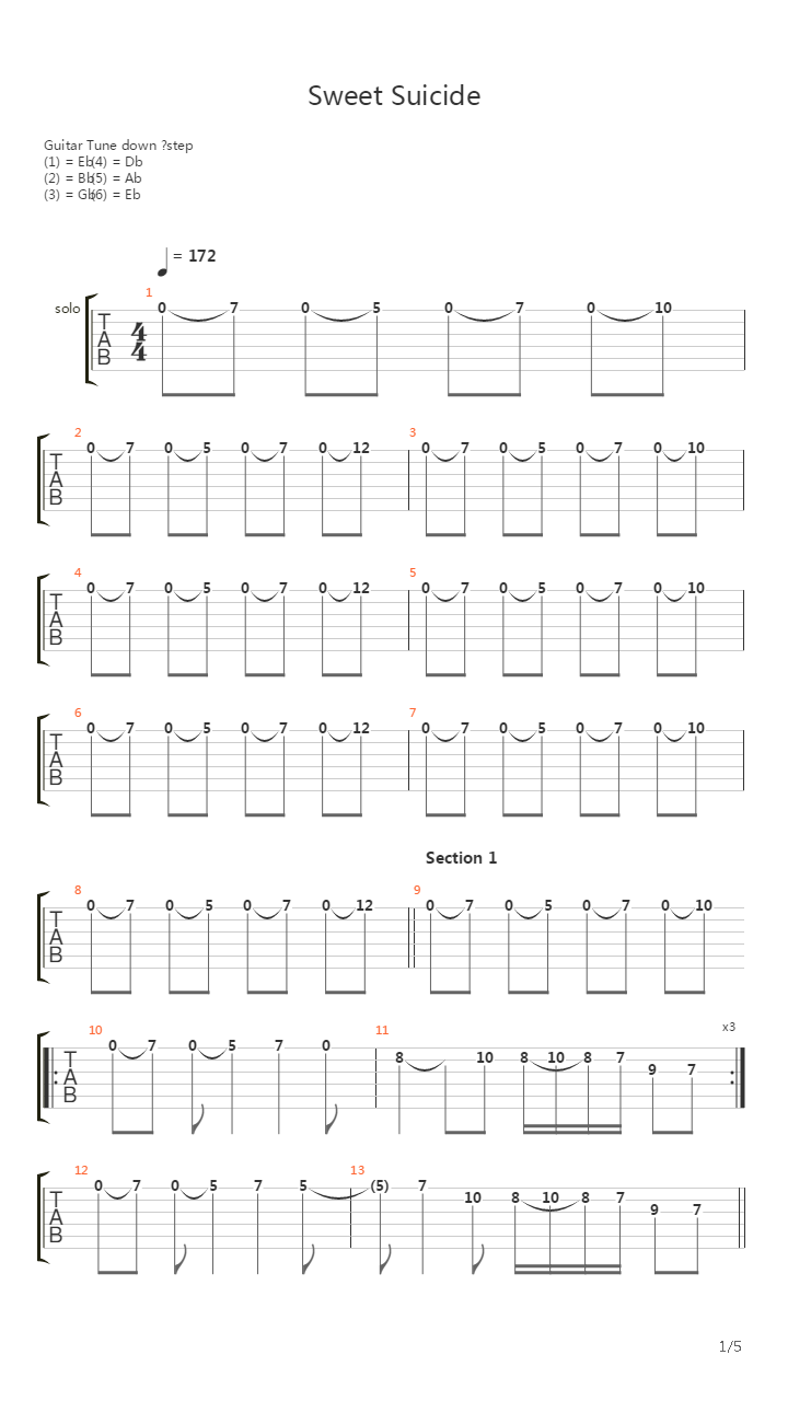 Сладкий Suicide吉他谱