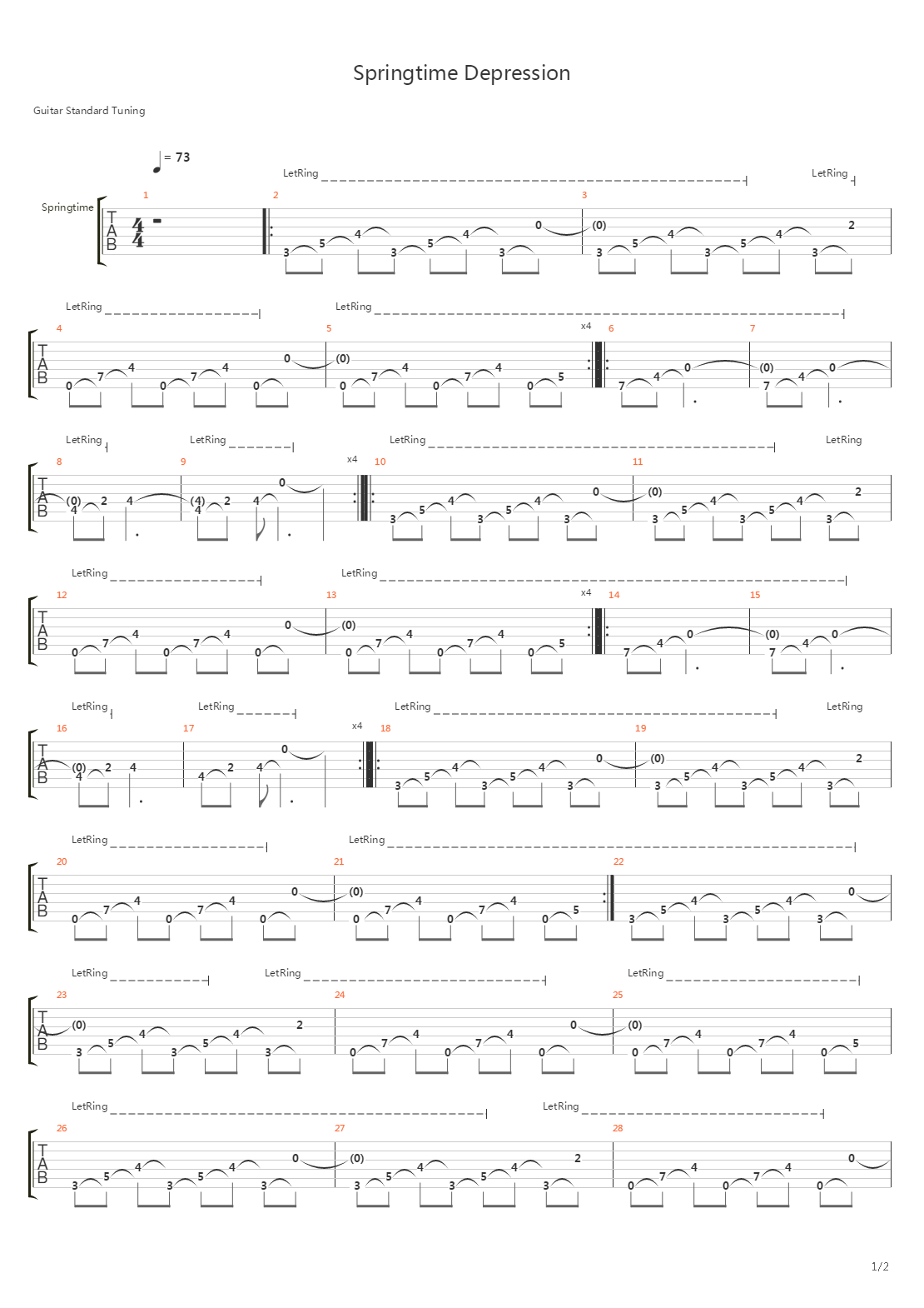Sprigtime Depression吉他谱