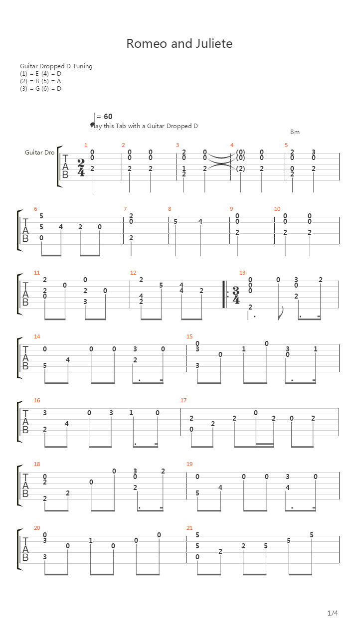 Romeo And Juliette吉他谱