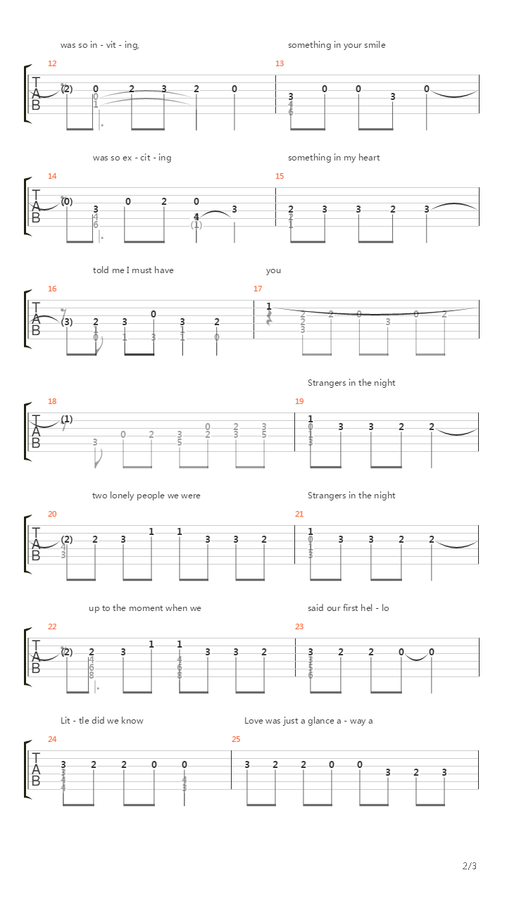 Strangers In The Night吉他谱