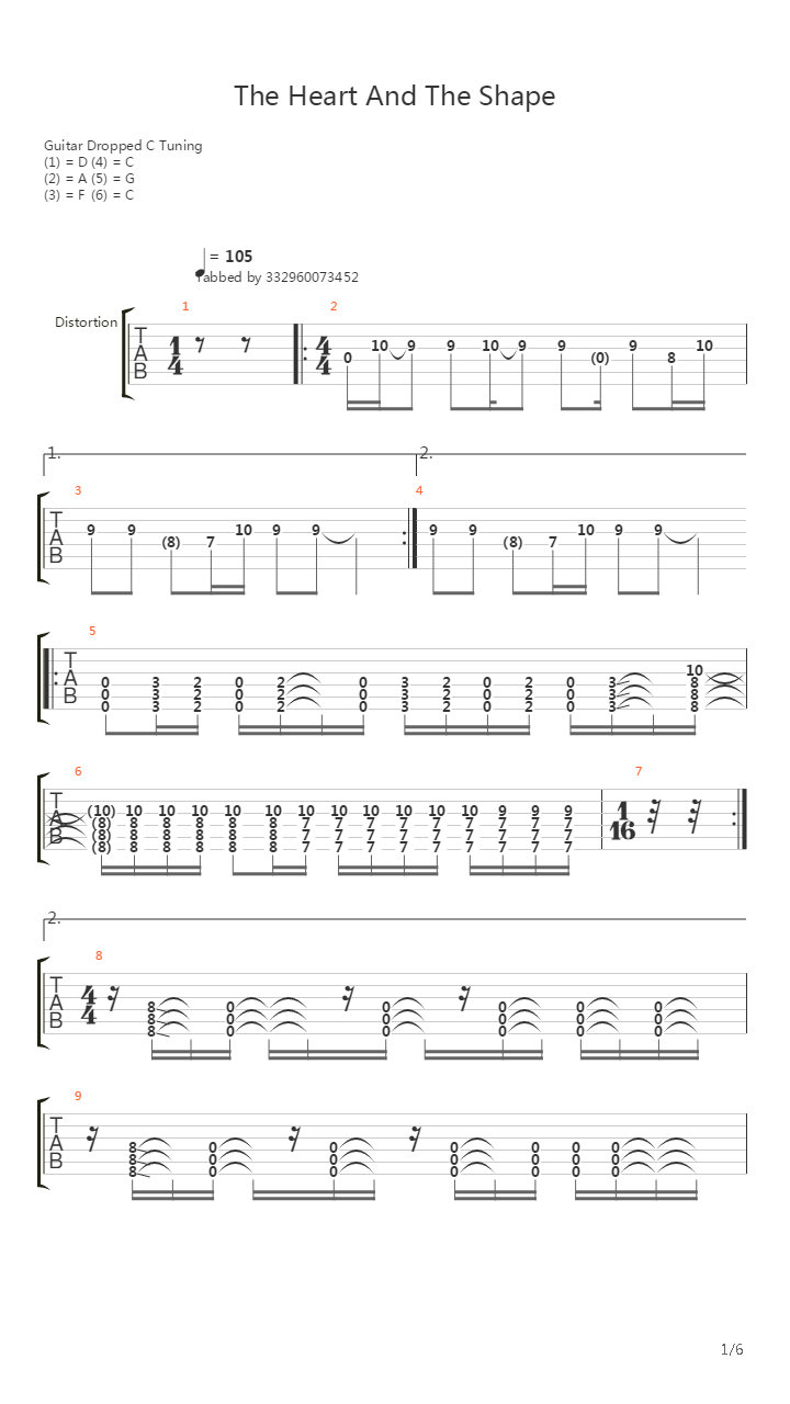 The Heart And The Shape吉他谱