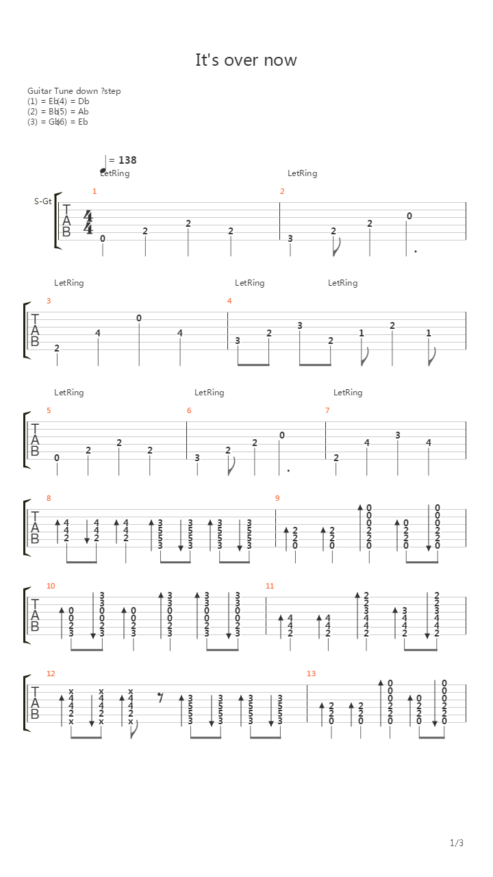 It's Over Now吉他谱