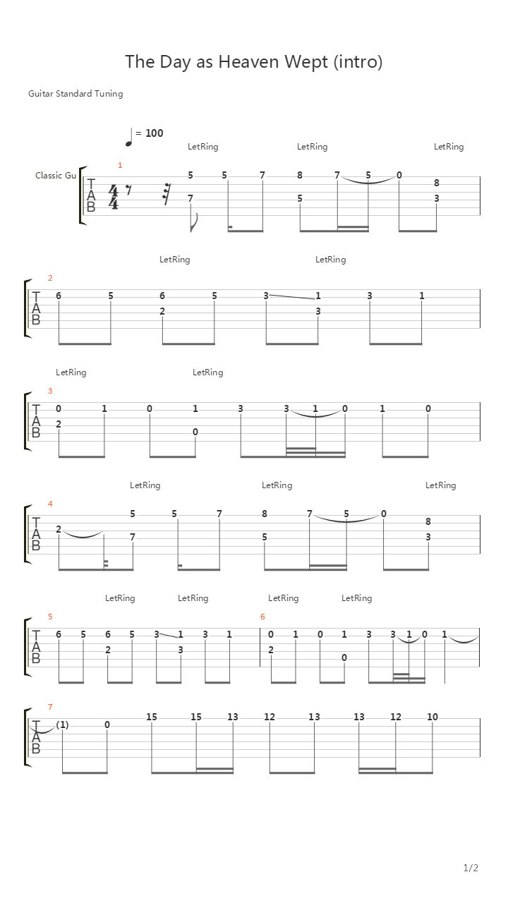 The Day As Heaven Wept (Intro)吉他谱