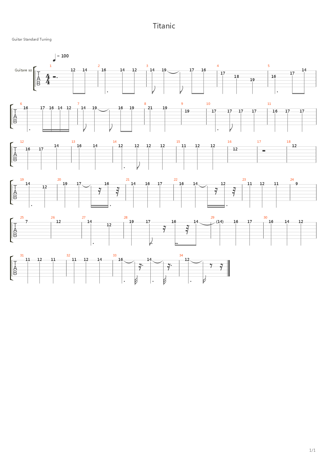 Titanic吉他谱