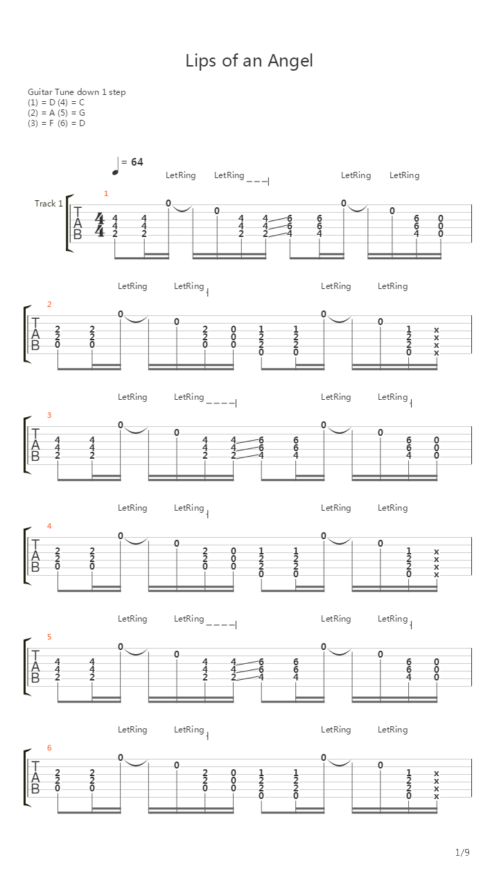 Lipf On An Angel吉他谱