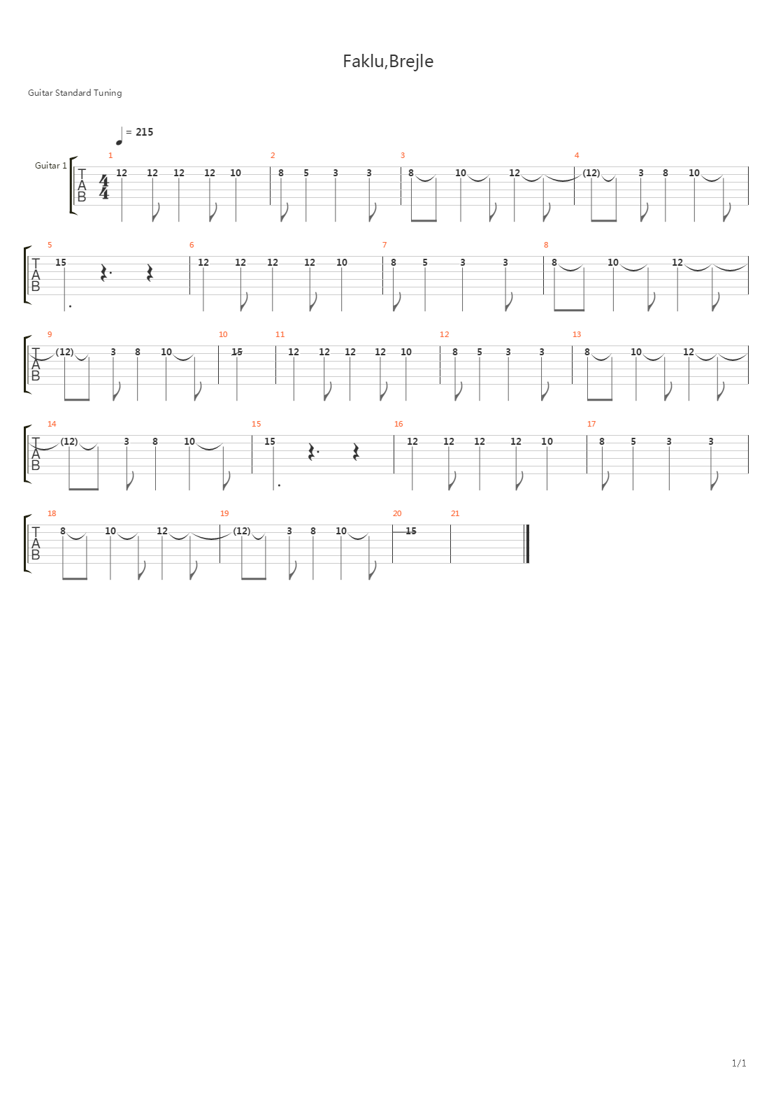 Faklu,Brejle吉他谱