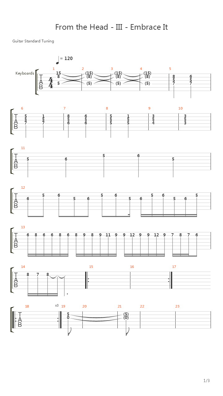 From The Head Suite - III - Embrace It吉他谱