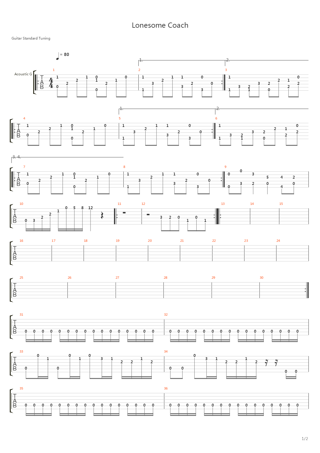 Lonesome Coach吉他谱