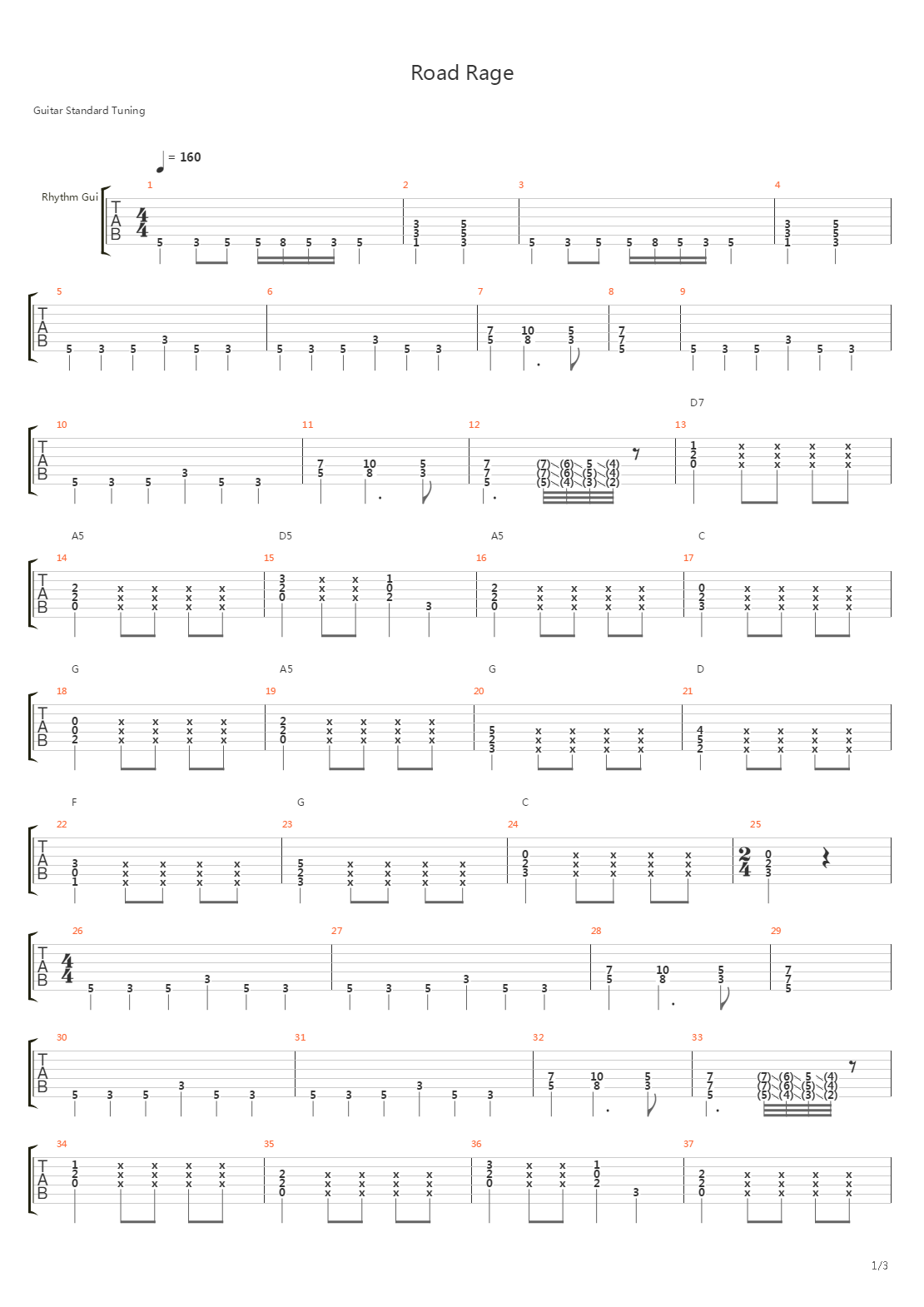 Road Rage吉他谱