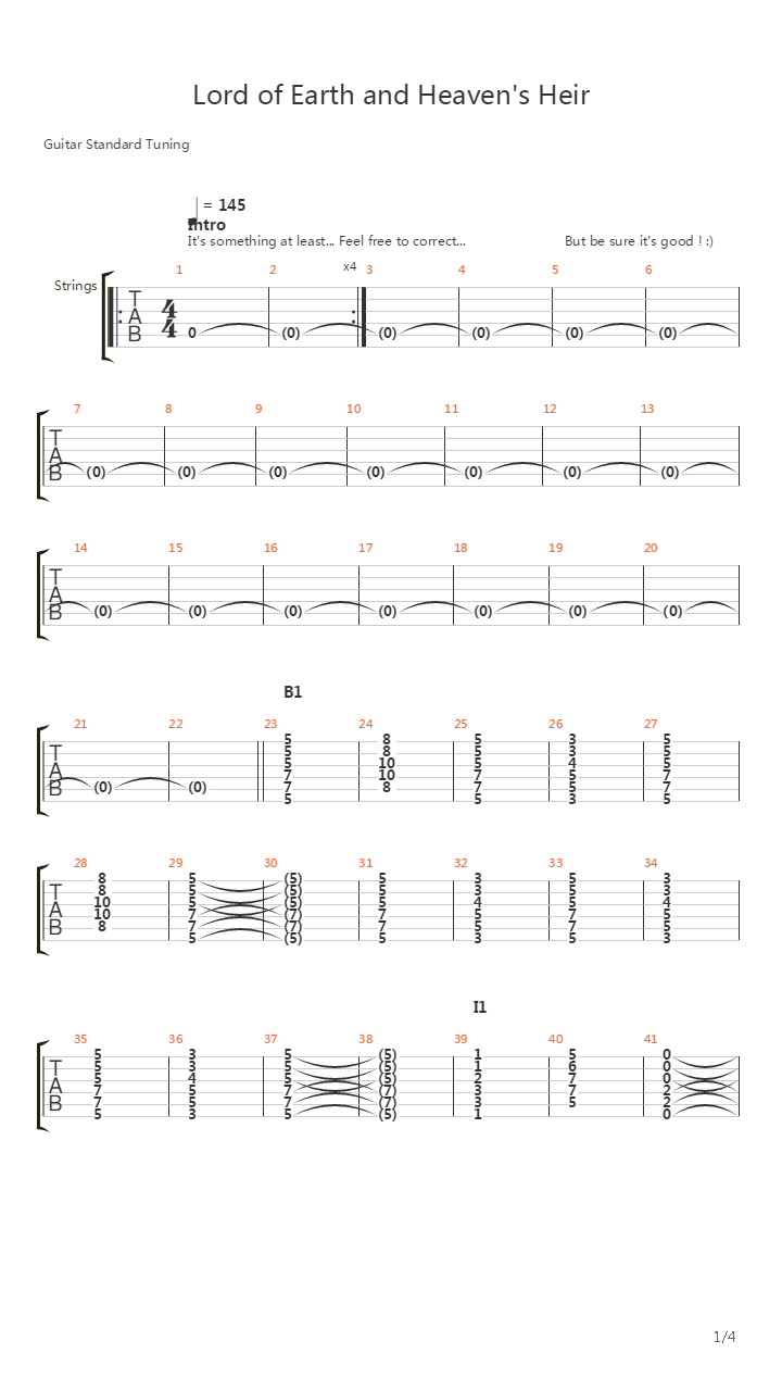 Lord Of Earth And Heaven's Heir吉他谱
