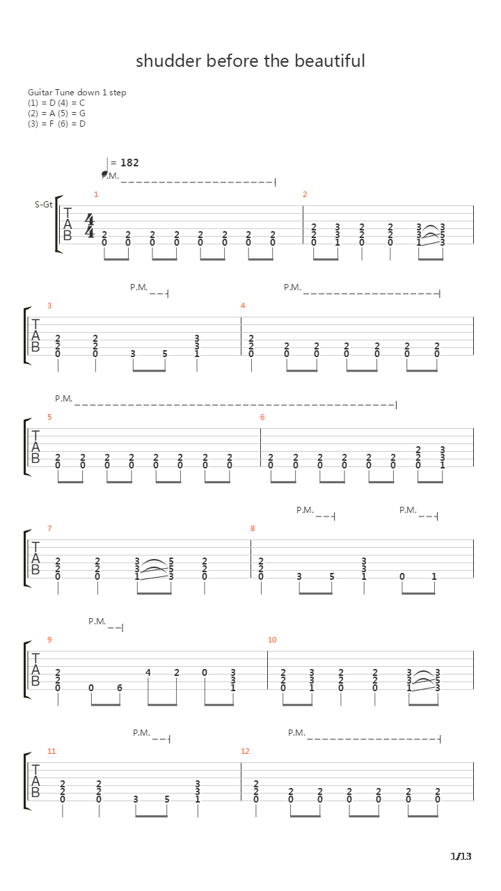 Shudder Before The Beautiful吉他谱