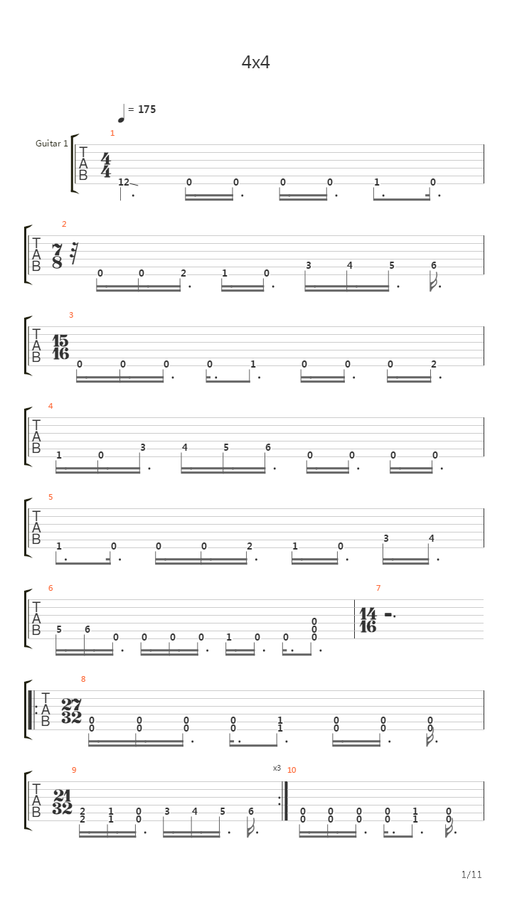 4x4吉他谱